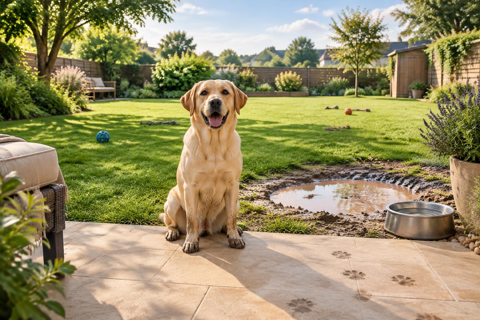 Aménager un jardin pour un Labrador : jeu et eau